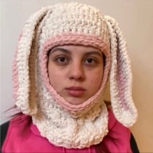 Cozy Cream and Pink Bunny Ear Hat